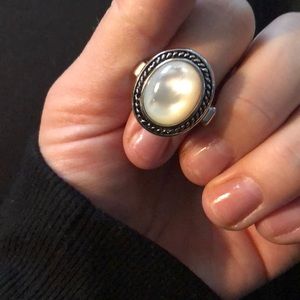 Beautiful Mother of pearl/ moonstone ring.